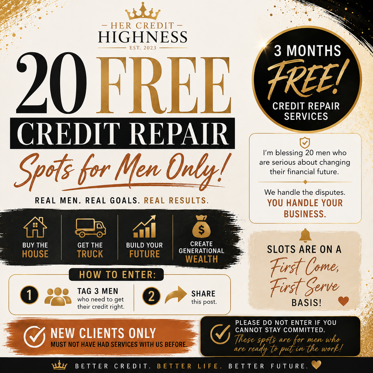 FREE Credit Repair Giveaway - MEN ONLY (new clients)